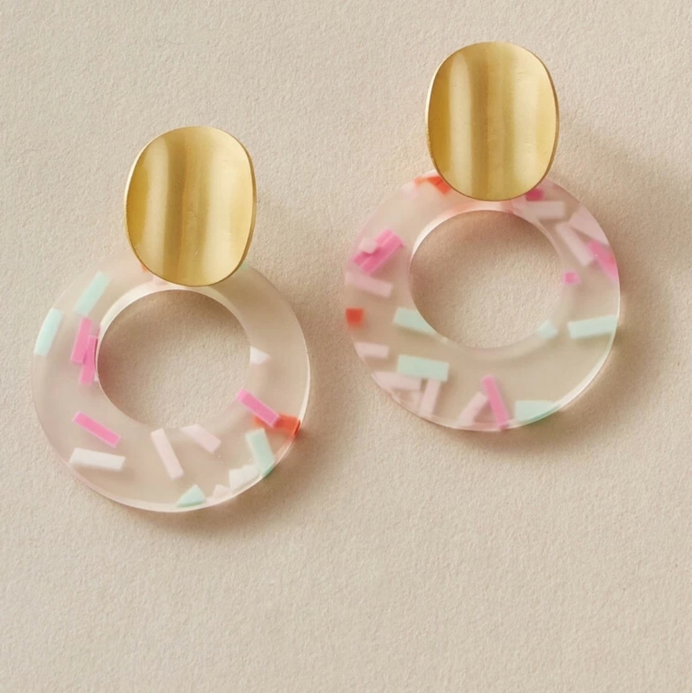 Color Block Geometric Earrings💗